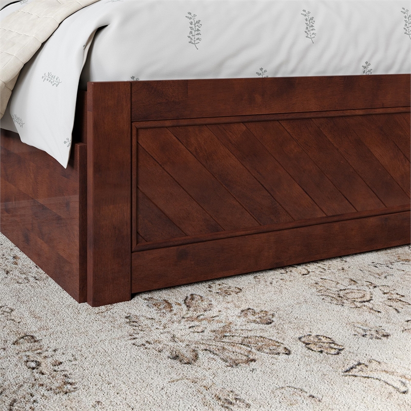 Canyon King Storage Wood Platform Bed with Matching Footboard in Walnut