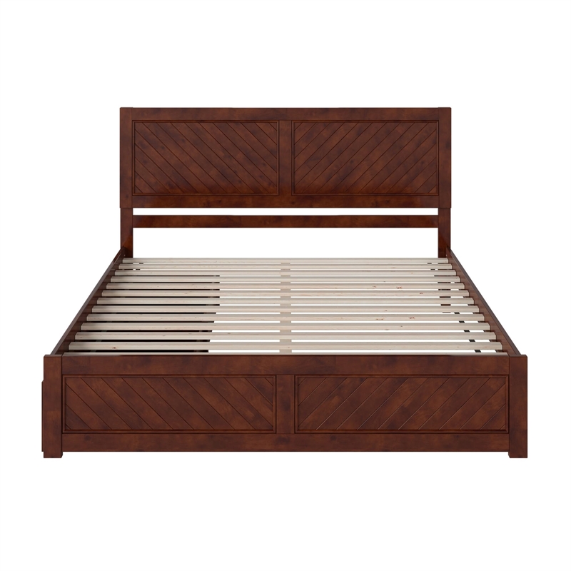 Canyon King Storage Wood Platform Bed with Matching Footboard in Walnut