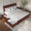 Canyon King Storage Wood Platform Bed with Matching Footboard in Walnut