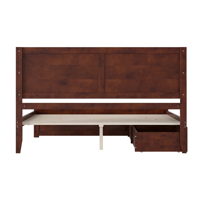 Canyon King Storage Wood Platform Bed with Matching Footboard in Walnut