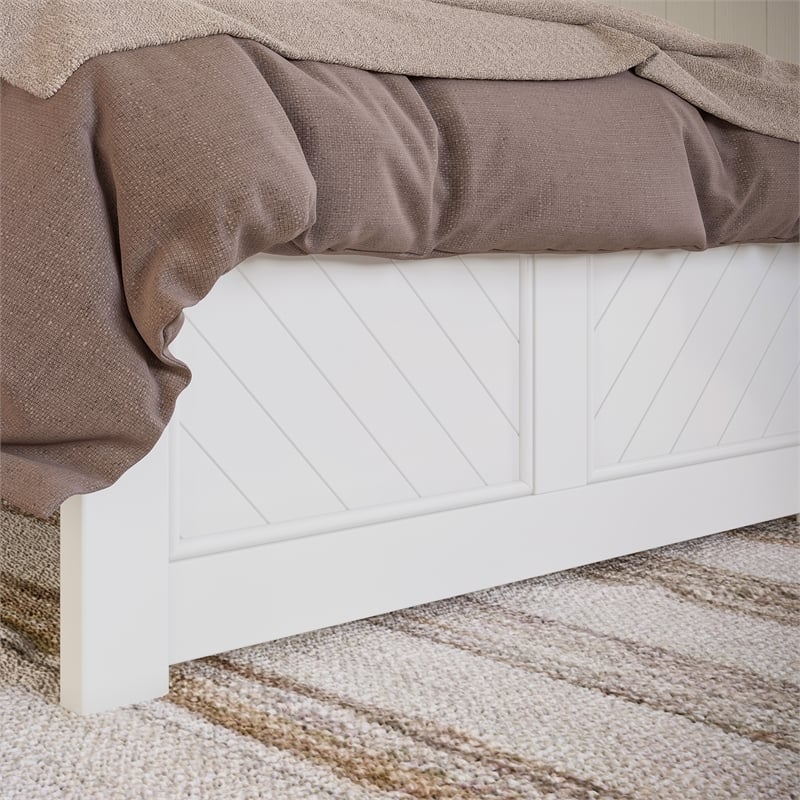 Canyon Twin XL Wood Platform Bed with Matching Footboard in White