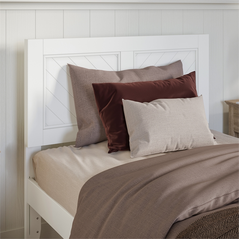 Canyon Twin XL Wood Platform Bed with Matching Footboard in White