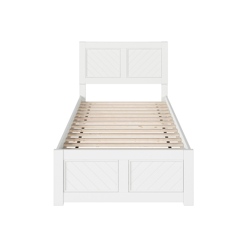 Canyon Twin XL Wood Platform Bed with Matching Footboard in White