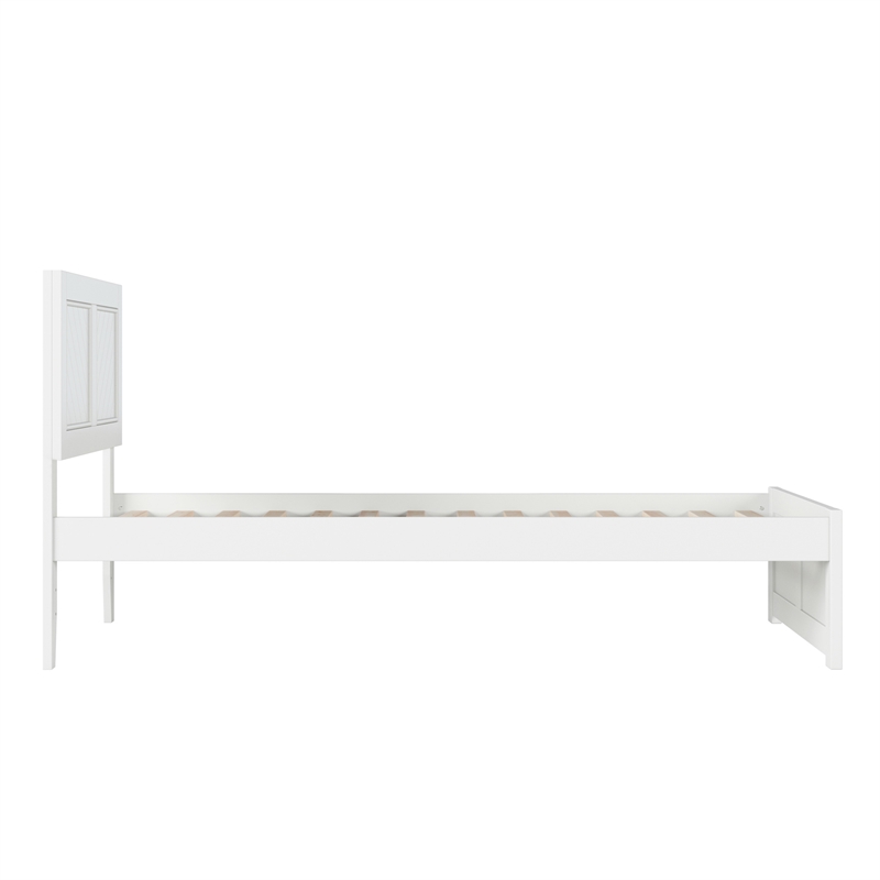 Canyon Twin XL Wood Platform Bed with Matching Footboard in White