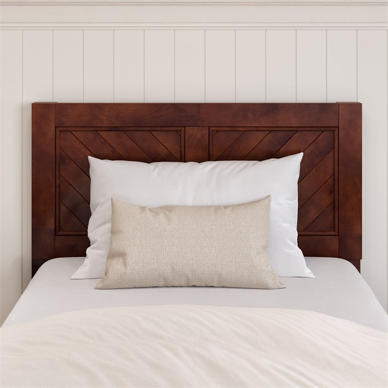 Canyon Twin XL Wood Platform Bed with Matching Footboard in Walnut