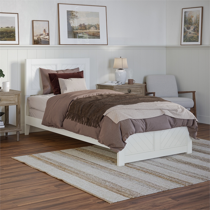Canyon Twin XL Foundation Bed Frame with Matching Footboard in White