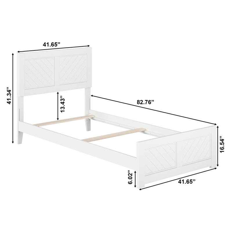Canyon Twin XL Foundation Bed Frame with Matching Footboard in White