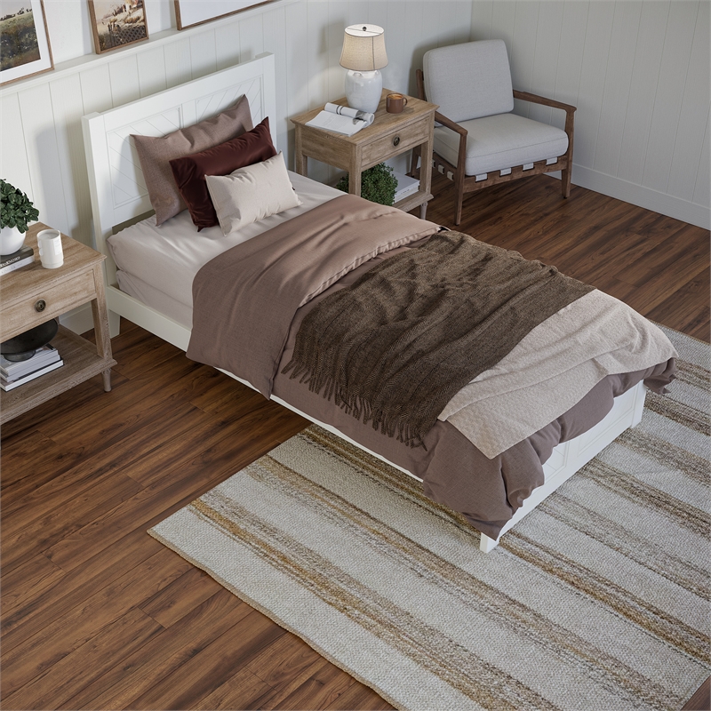 Canyon Twin XL Foundation Bed Frame with Matching Footboard in White