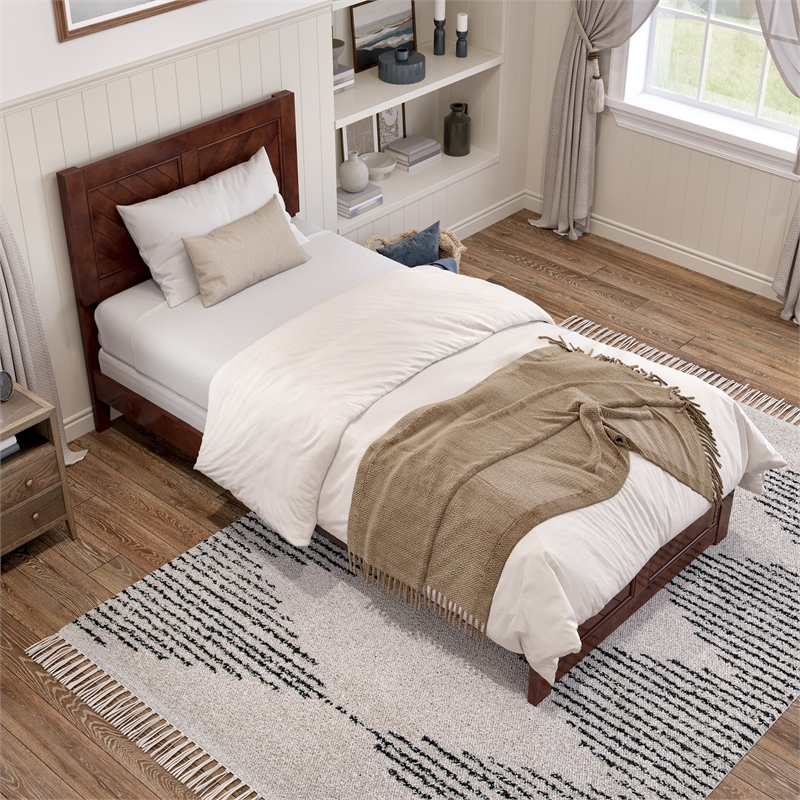 Canyon Twin XL Foundation Bed Frame with Matching Footboard in Walnut