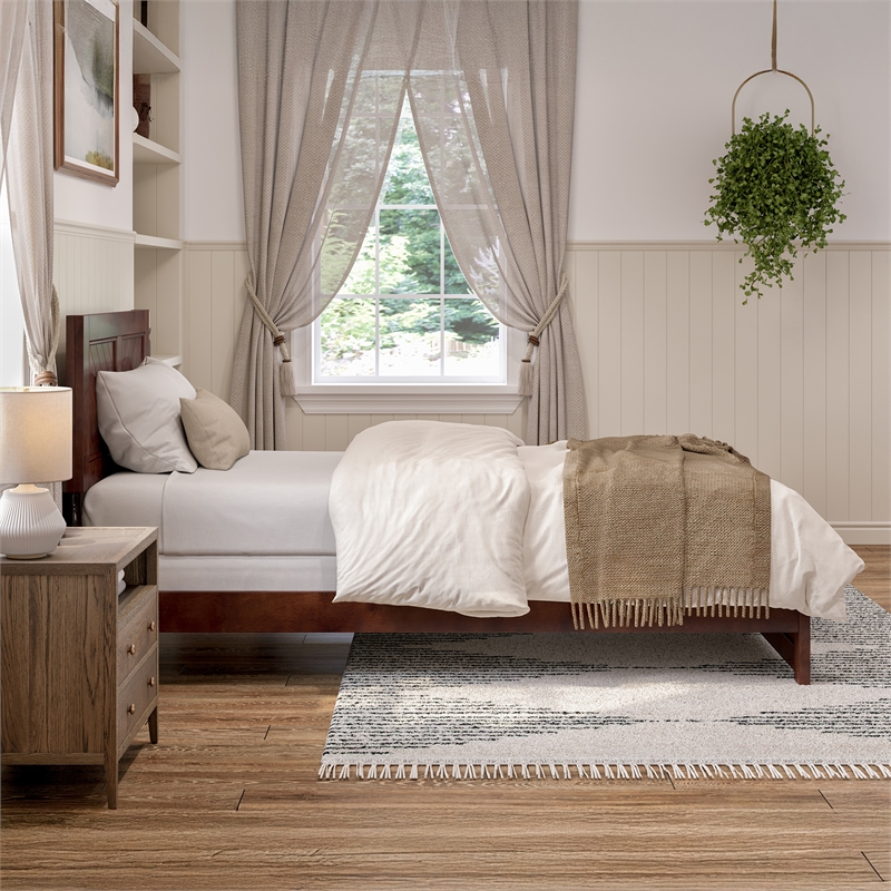 Canyon Twin XL Foundation Bed Frame with Matching Footboard in Walnut