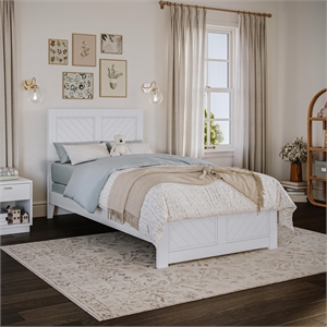 Canyon Twin Foundation Bed Frame with Matching Footboard in White