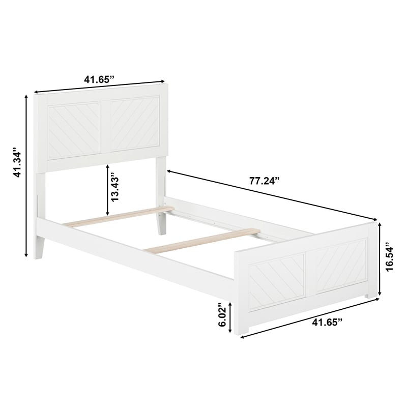 Canyon Twin Foundation Bed Frame with Matching Footboard in White