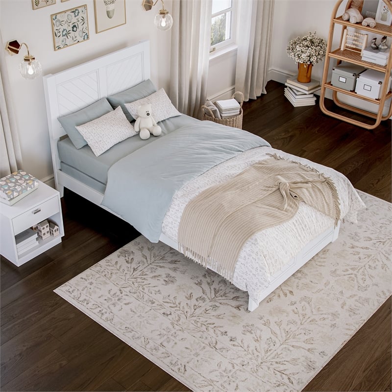 Canyon Twin Foundation Bed Frame with Matching Footboard in White