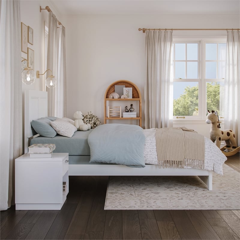 Canyon Twin Foundation Bed Frame with Matching Footboard in White