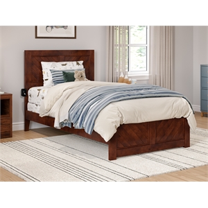 afi canyon wood twin foundation bed frame with matching footboard in walnut