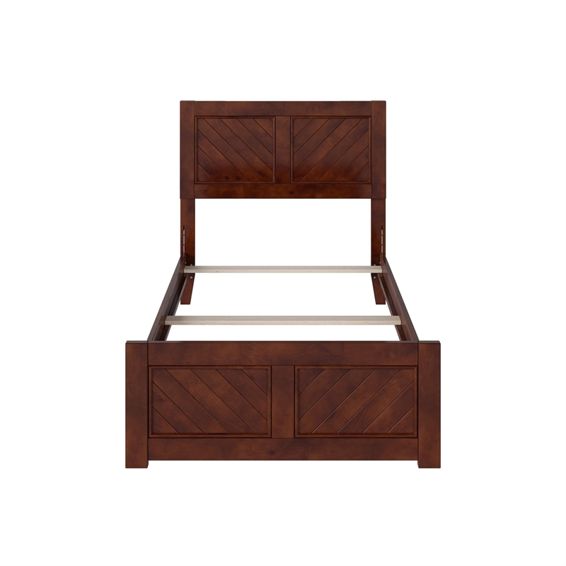 Canyon Twin Foundation Bed Frame with Matching Footboard in Walnut