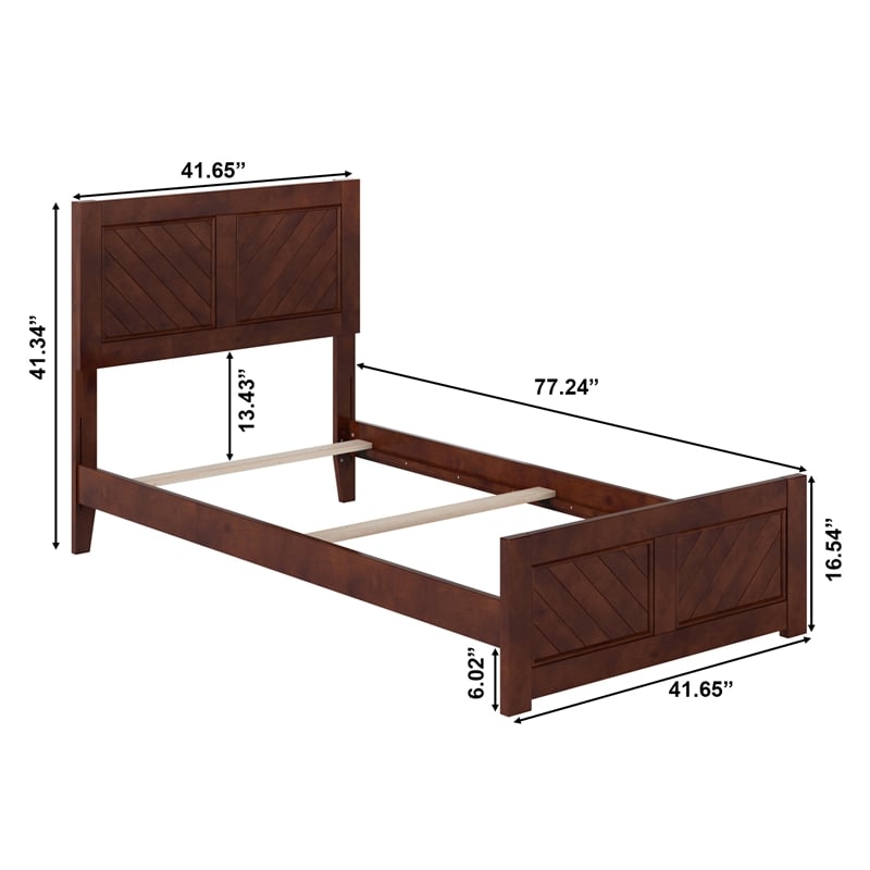 Canyon Twin Foundation Bed Frame with Matching Footboard in Walnut