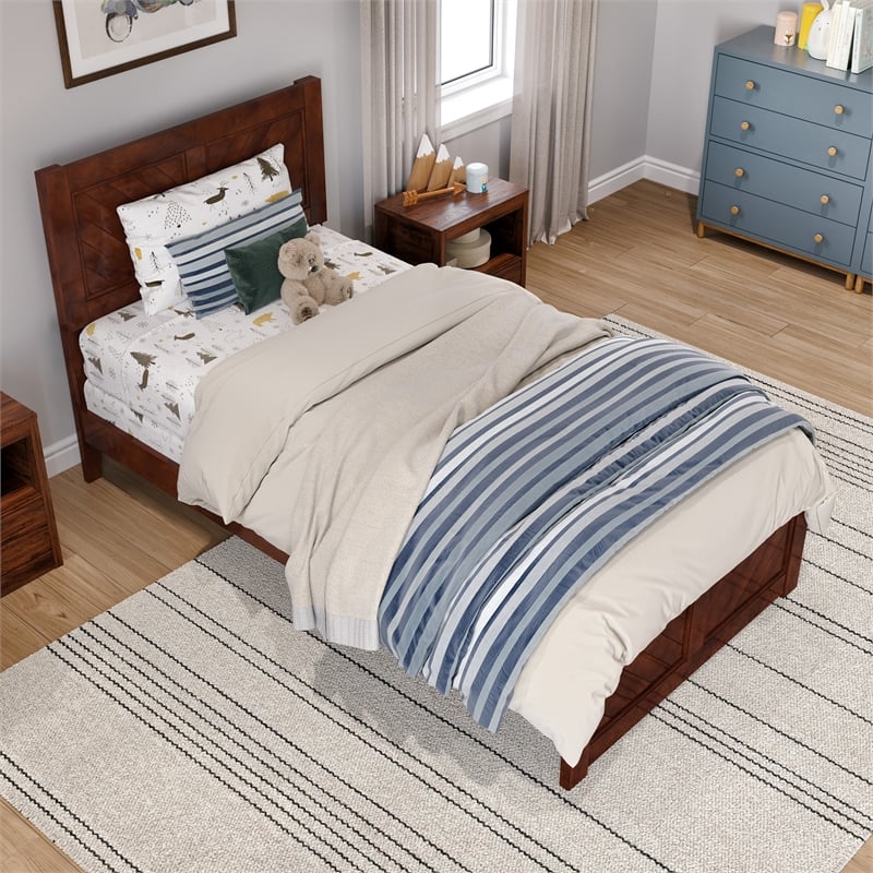 Canyon Twin Foundation Bed Frame with Matching Footboard in Walnut