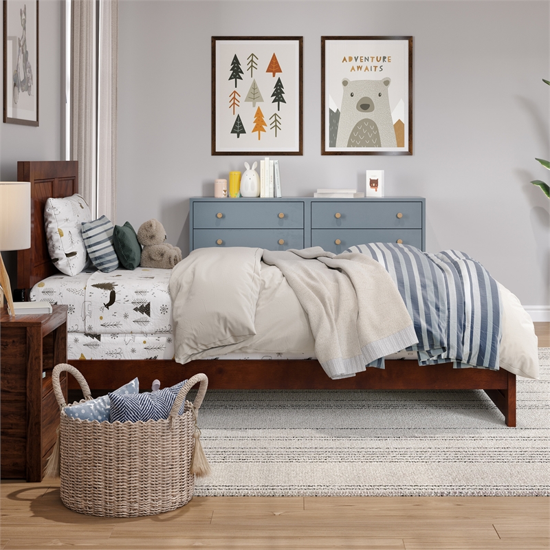 Canyon Twin Foundation Bed Frame with Matching Footboard in Walnut