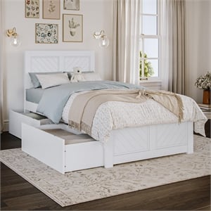 Canyon Twin Storage Wood Platform Bed with Matching Footboard in White