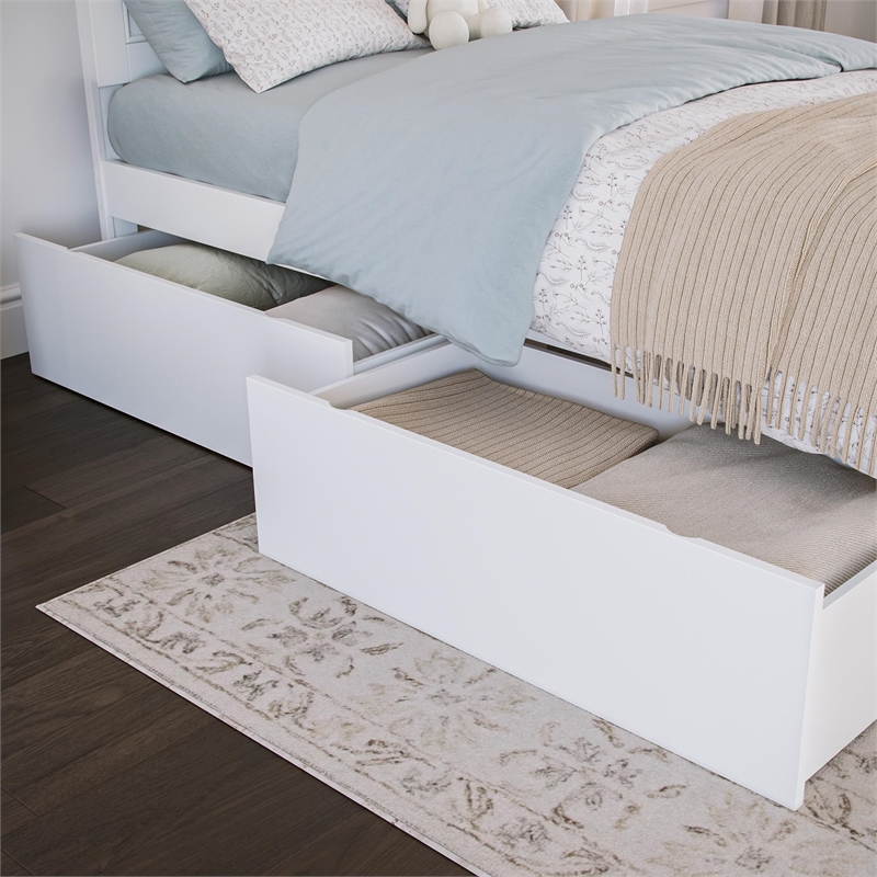 Canyon Twin Storage Wood Platform Bed with Matching Footboard in White