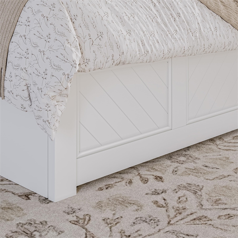 Canyon Twin Storage Wood Platform Bed with Matching Footboard in White