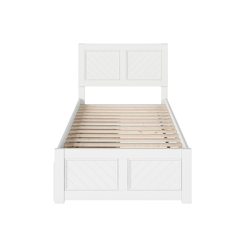 Canyon Twin Storage Wood Platform Bed with Matching Footboard in White
