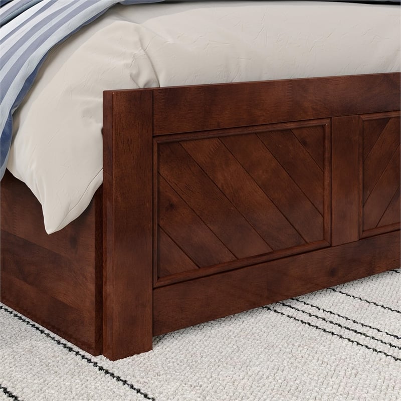 Canyon Twin Storage Wood Platform Bed with Matching Footboard in Walnut