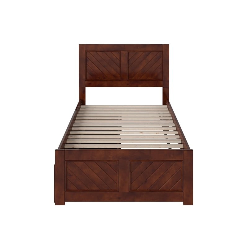 Canyon Twin Storage Wood Platform Bed with Matching Footboard in Walnut