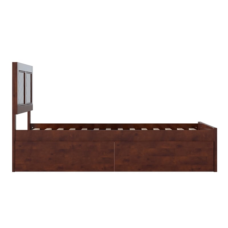 Canyon Twin Storage Wood Platform Bed with Matching Footboard in Walnut