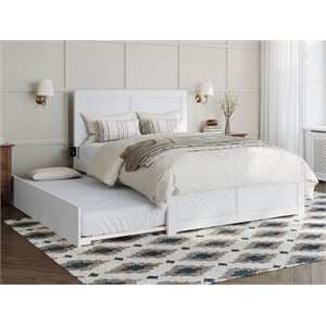 afi canyon modern wood full platform bed with trundle in white