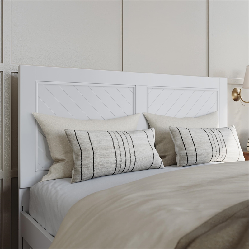Canyon Full Wood Platform Bed with Matching Footboard & Twin Trundle in White