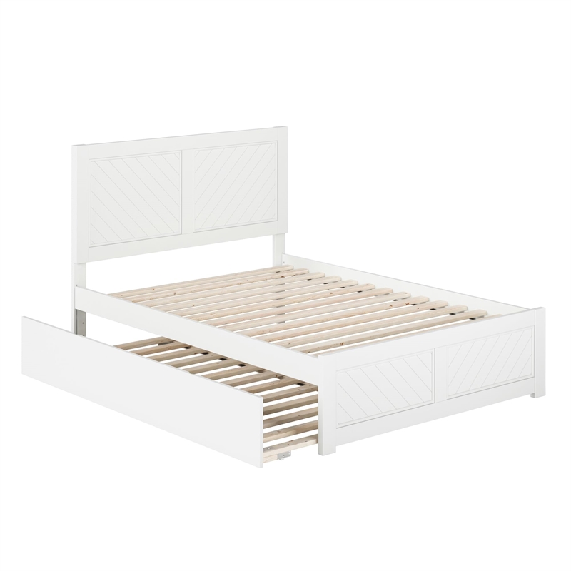 Canyon Full Wood Platform Bed with Matching Footboard & Twin Trundle in White