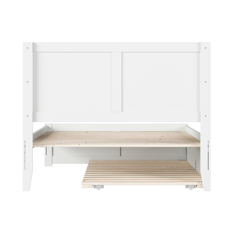 Canyon Full Wood Platform Bed with Matching Footboard & Twin Trundle in White