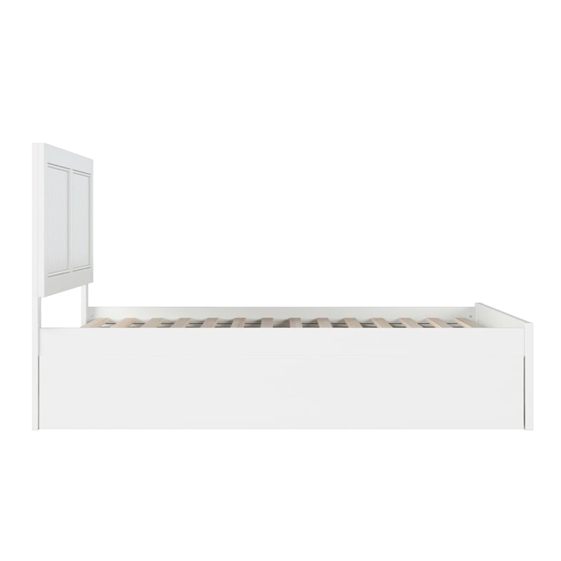 Canyon Full Wood Platform Bed with Matching Footboard & Twin Trundle in White