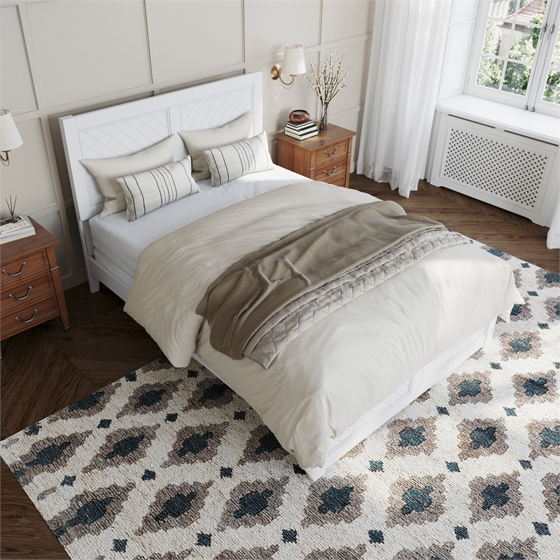 Canyon Full Foundation Bed Frame with Matching Footboard in White