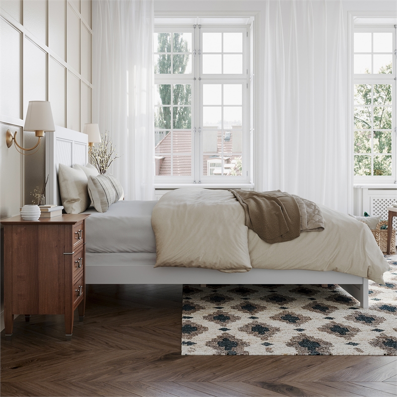 Canyon Full Foundation Bed Frame with Matching Footboard in White