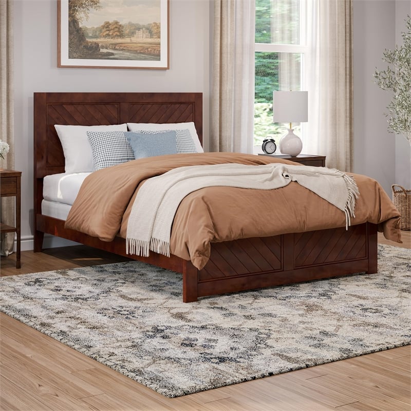 Canyon Full Foundation Bed Frame with Matching Footboard in Walnut