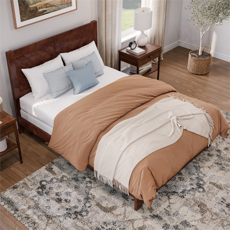 Canyon Full Foundation Bed Frame with Matching Footboard in Walnut