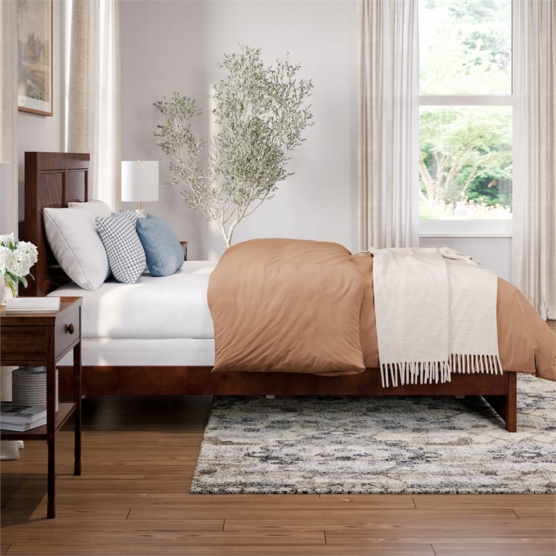 Canyon Full Foundation Bed Frame with Matching Footboard in Walnut