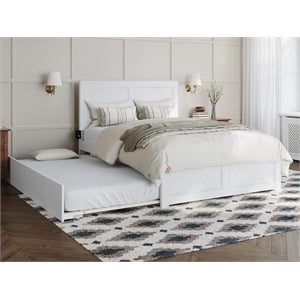 afi canyon wood full platform bed with full trundle in white