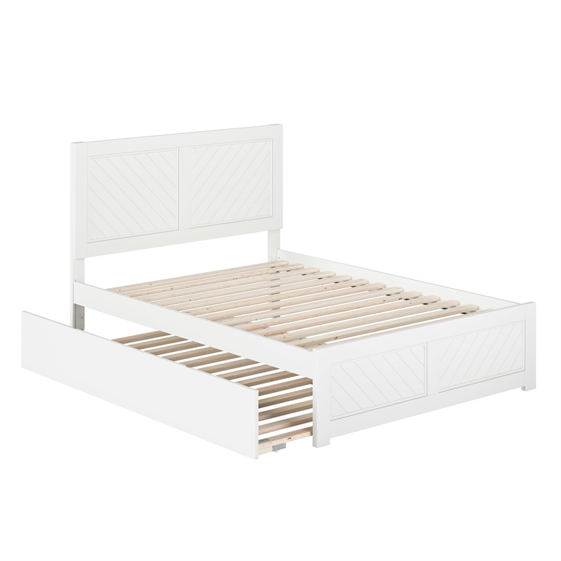 Canyon Full Wood Platform Bed with Matching Footboard & Full Trundle in White