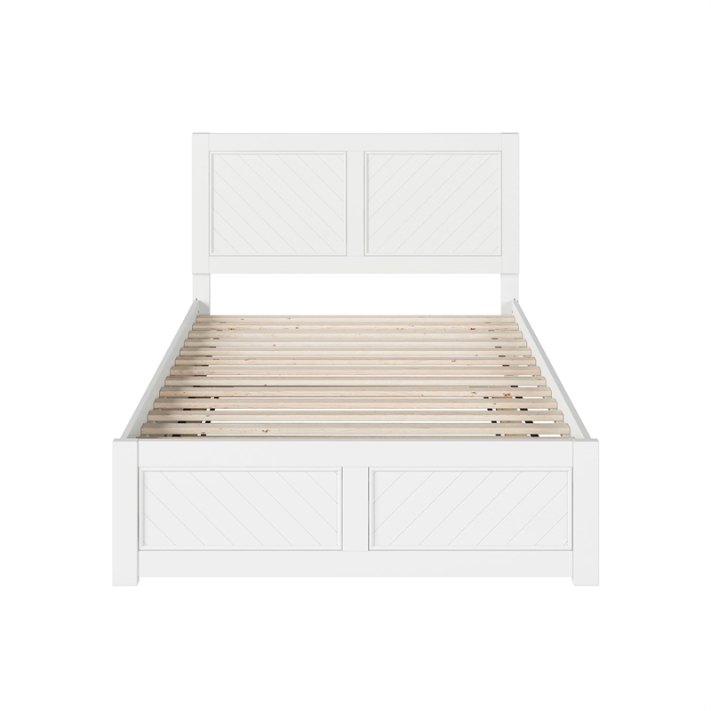 Canyon Full Wood Platform Bed with Matching Footboard & Full Trundle in White
