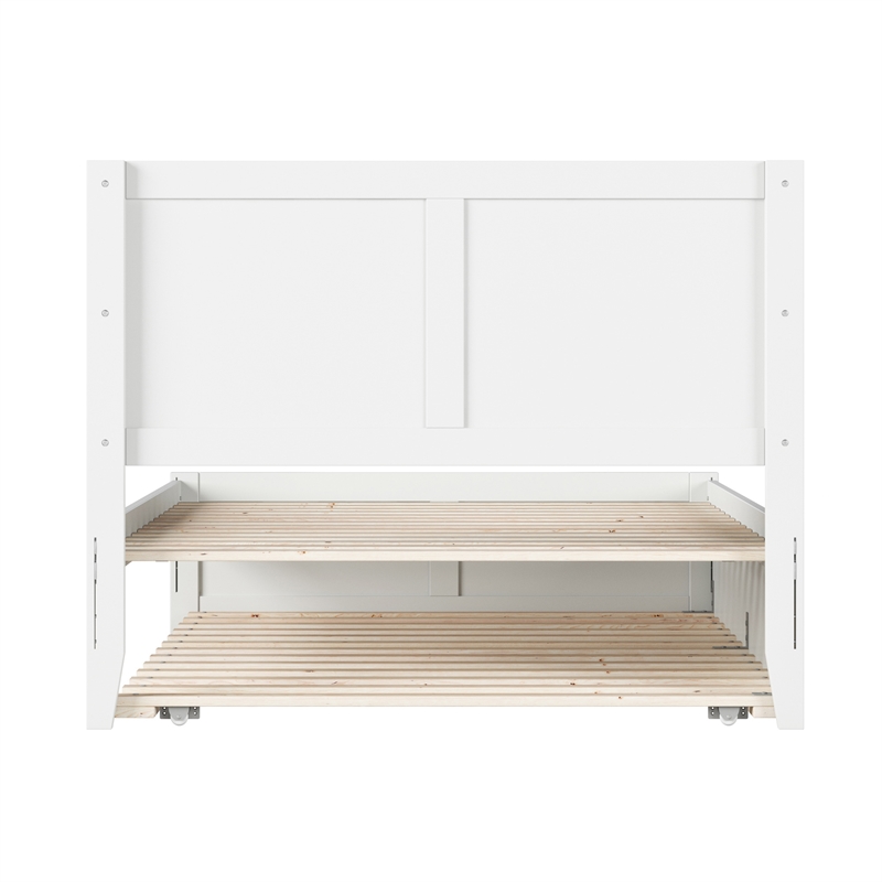 Canyon Full Wood Platform Bed with Matching Footboard & Full Trundle in White
