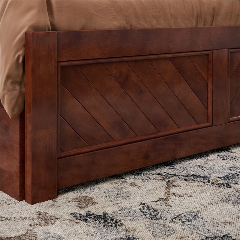 Canyon Full Wood Platform Bed with Matching Footboard & Full Trundle in Walnut