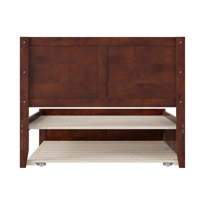 Canyon Full Wood Platform Bed with Matching Footboard & Full Trundle in Walnut