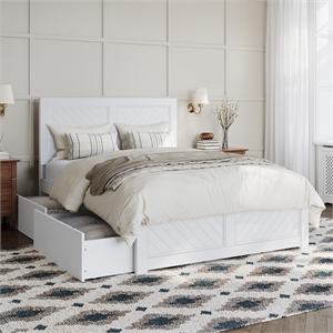 Canyon Full Storage Wood Platform Bed with Matching Footboard in White