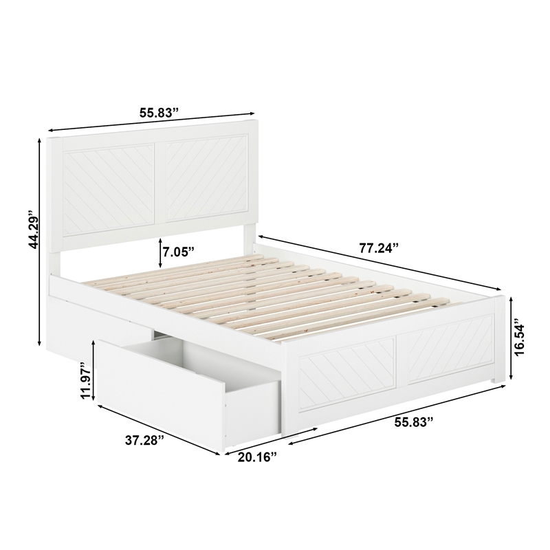 Canyon Full Storage Wood Platform Bed with Matching Footboard in White