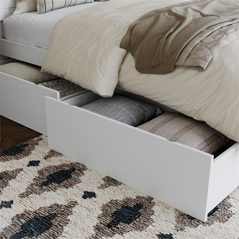 Canyon Full Storage Wood Platform Bed with Matching Footboard in White