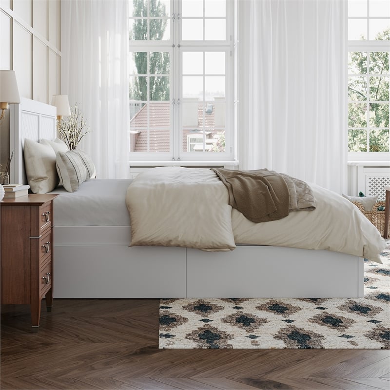 Canyon Full Storage Wood Platform Bed with Matching Footboard in White